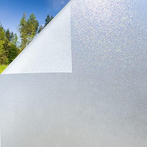 KESPEN Frosted Window Privacy Film Heat Control UV Sun Blocking Glass Stickers Static Cling Non Adhesive Door Coverings Decals for Bathroom Home Office,17.5 Inch X 6.5 Feet