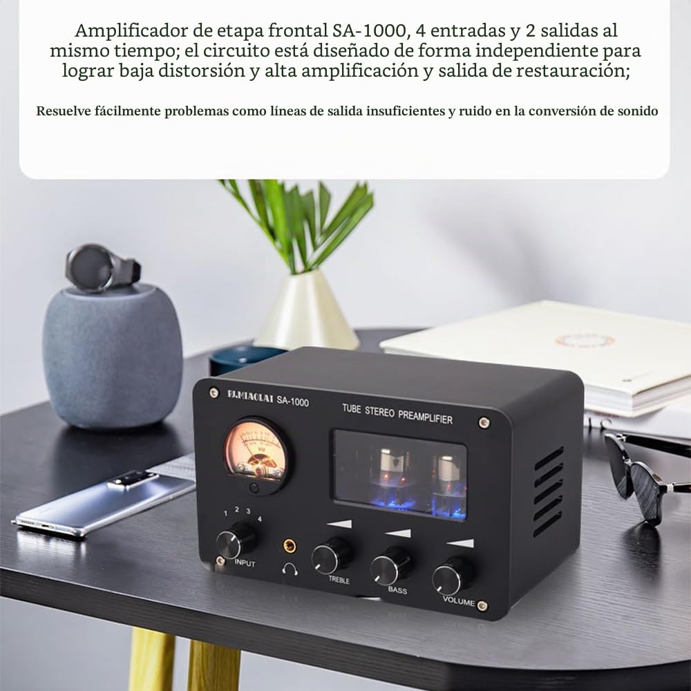 Preamplificador de Tubo ófilo, Amplificador de Tubo Eléctrico HiFi de o, Conmutador de o sin Pérdidas, Entrada de 4 Canales, Salida de 2 Canales