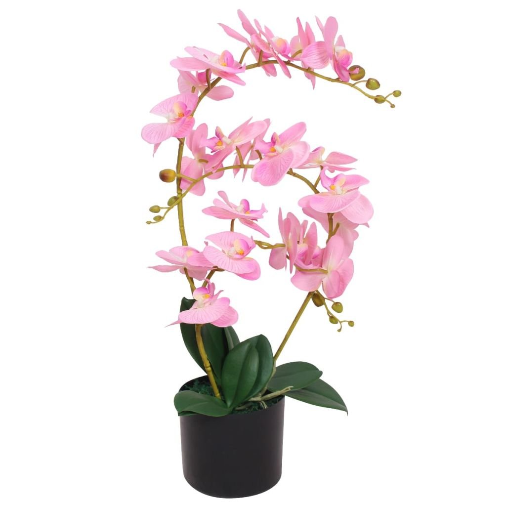 Homgoday Orchidée artificielle avec vase 65 cm rose, meubles pour intérieur extérieur, maison de séjour