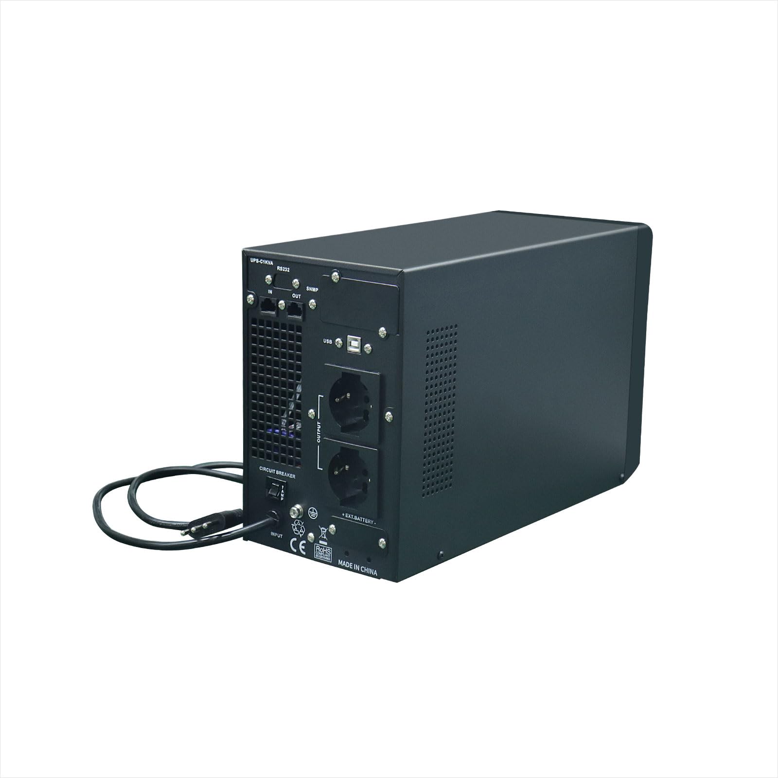 TN-C1KVA UPS OnLine Gruppo di Continuità Server Onda Sinusoidale Pura 1000VA 900W, Tower, Display LCD, 2 Uscite Schuko, Gestione Software, Slot per SNMP e RS-232