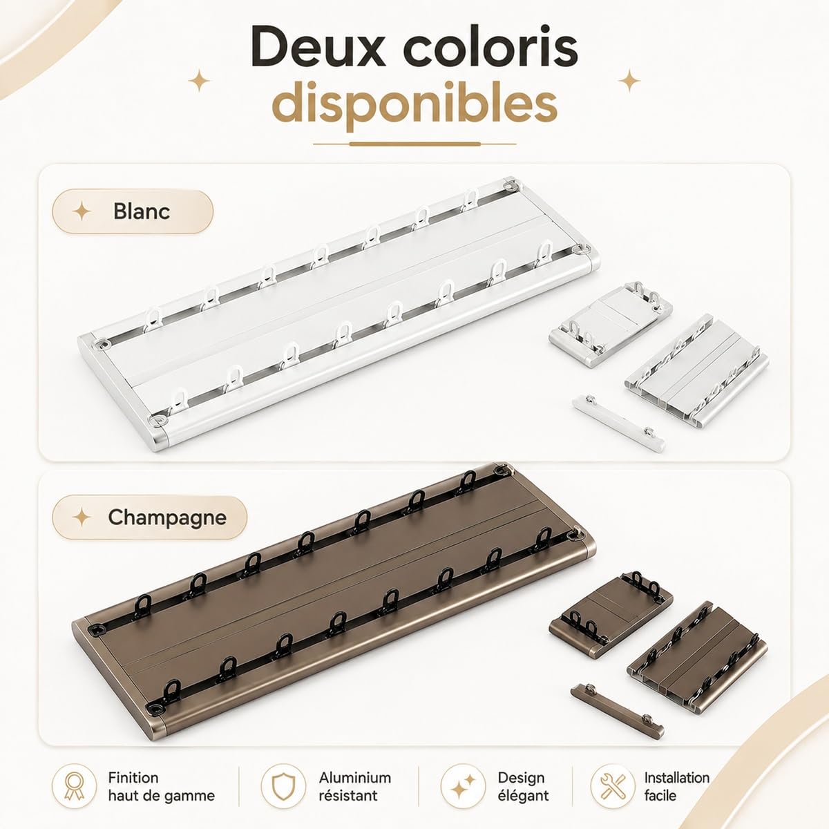 Tringle Rideau Extra-Plat Plafond, Rail de Rideau Double 2 Voies en Aluminium Robuste, Système Coulissant Silencieux, Salon, Séparateur de Pièce, 150-500cm, Finition Blanc