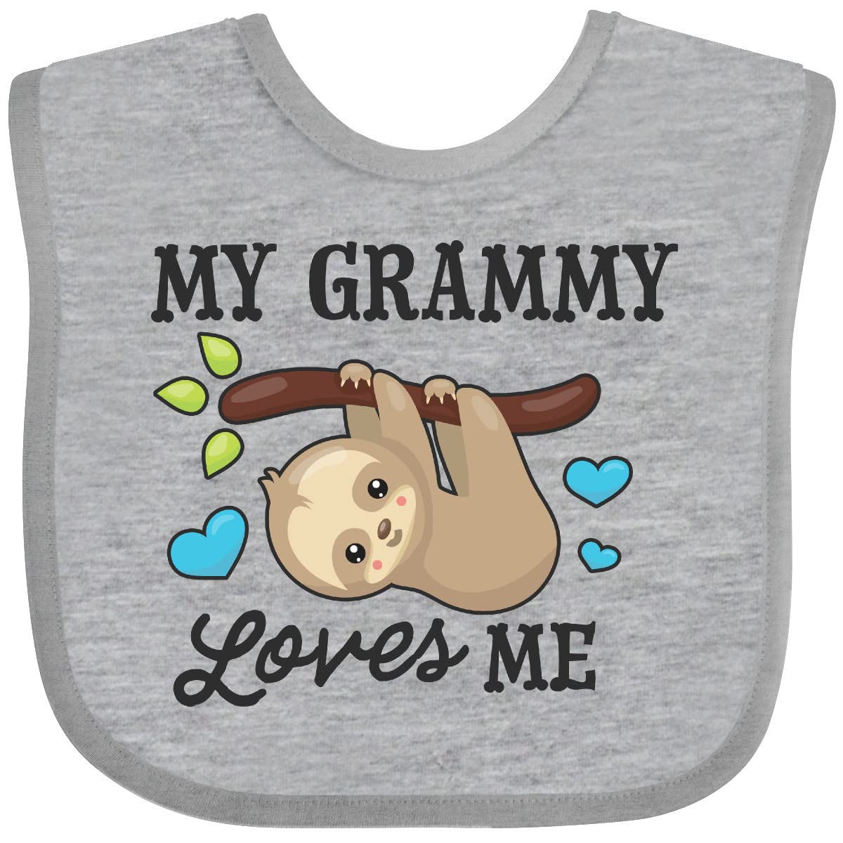 inktastic My Grammy Loves Me with Sloth and Hearts Baby Bib