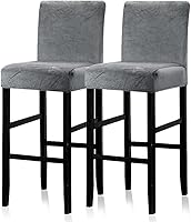 Vista 10 de Lellen Juego de 2 fundas para taburetes de bar, fundas elásticas y lavables para asientos de taburetes de bar, fundas extraíbles para sillas de bar