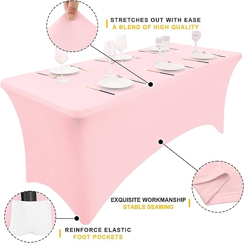 Miniatura 92 de Smiry Paquete de 2 manteles de elastano de 6 pies, elásticos ajustables, lavables y sin arrugas, rectangulares para mesa de patio, para exteriores,