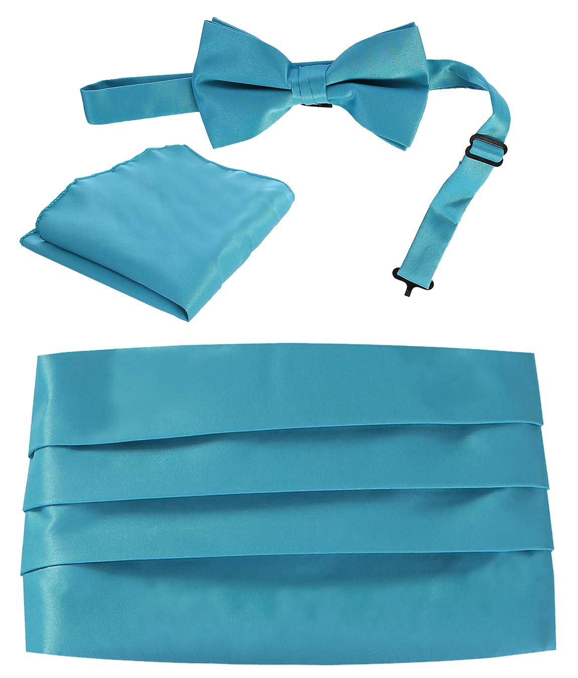 Gioberti Kids/Boys' Adjustable Satin Cummerbund Set With Formal Bow Tie and Pocket Square, Turquoise
