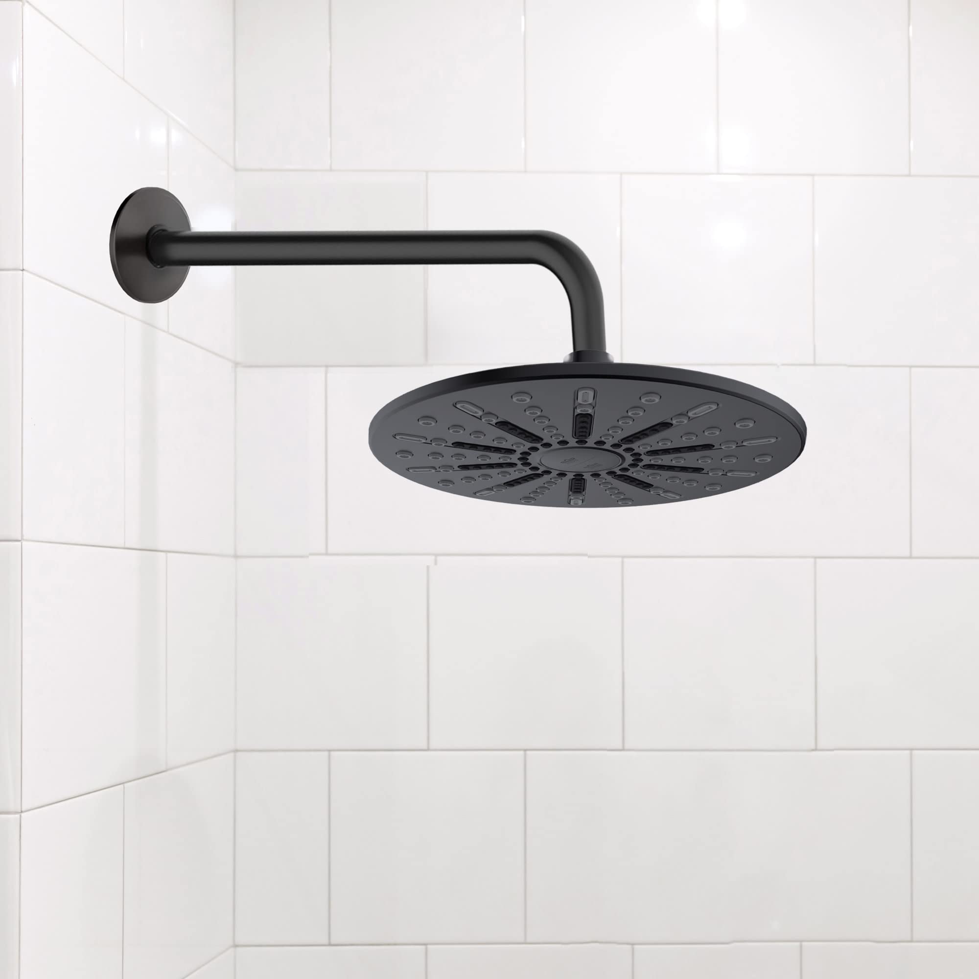 Design House 841494-MB Brazo de ducha y brida de 90 grados, negro mate