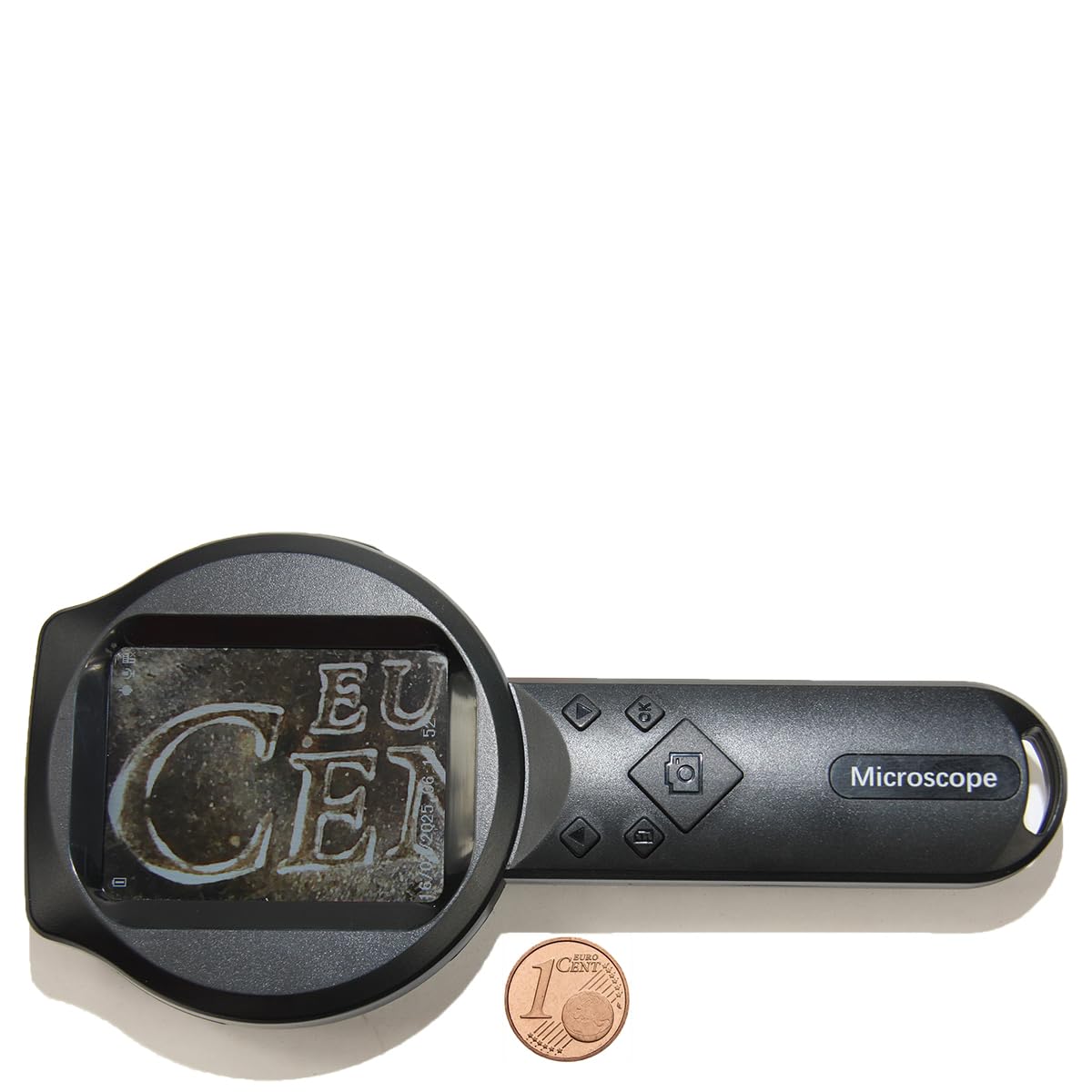 EasY Magnifier Digital Mikroskop Lupe mit USB, Aufladbares Handmicroskop mit 2,8 Zoll IPS Display & 15 LED Licht, Reale 500fache Vergrößerung für Schmuck, Münzen