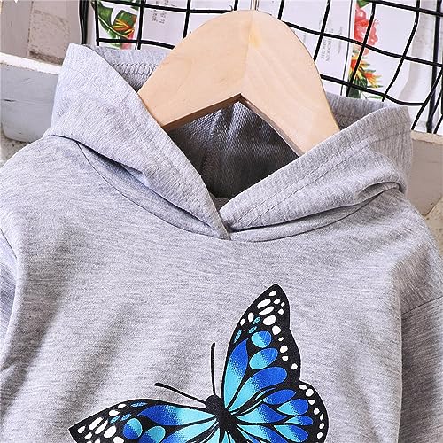 Toddler Girl Butterfly Print Long Sleeve Hoodie Pants Set Kids Sweatsuit 2Pcs Clothing Sets Teen Girls Fashion Outfits2
