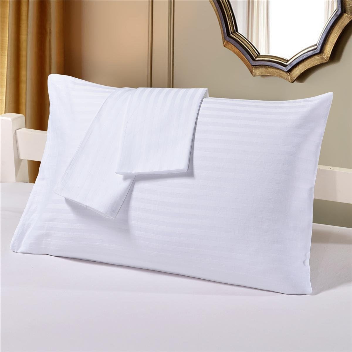 King Size Pillow Cases Pack of 2(White Striped), Super Soft Sleeping Pillow Cover (50x 75cm), Soft & Silky Stuff best for Beautiful Skin and Hair Pillow Covers–Hotel Bed Linens (King)