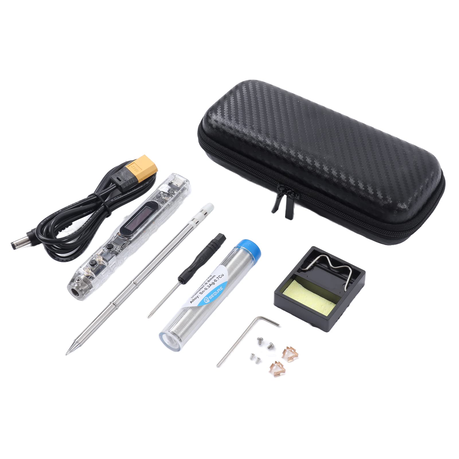 Kit de soldador portátil con pantalla digital y temperatura ajustable de hasta 450 ℃ para reparación de electrónica DIY, 1 kit.