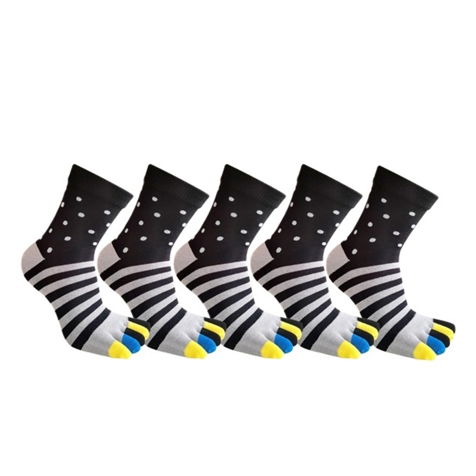 5 paia di calzini corti da uomo a dita, in cotone spesso a righe, colorati, for feste, abiti lavoro, con punta e divertenti allegri
