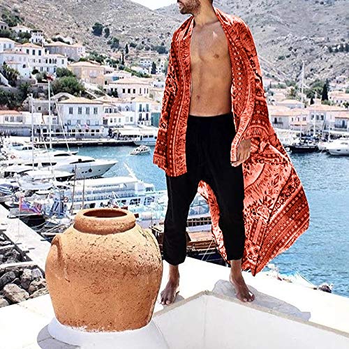 RAGEMALL Men Long Cardigan Loose Open Front Ruffle Shawl Collar Drape Cape Vintage Cloak2