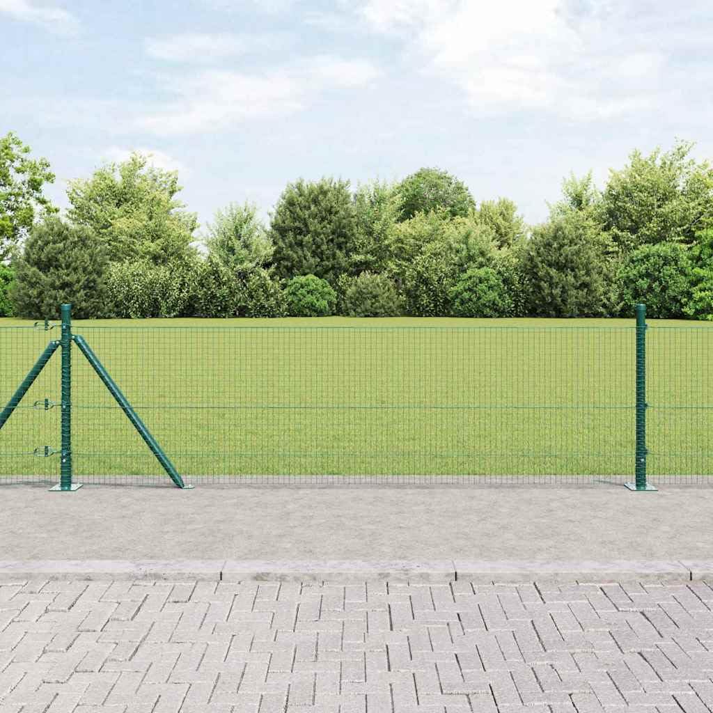 Pali per recinzione, verde, 10000 x 50 cm, in acciaio, set da giardino, design moderno, robusto e durevole, per giardino, terrazza, balcone, esterno