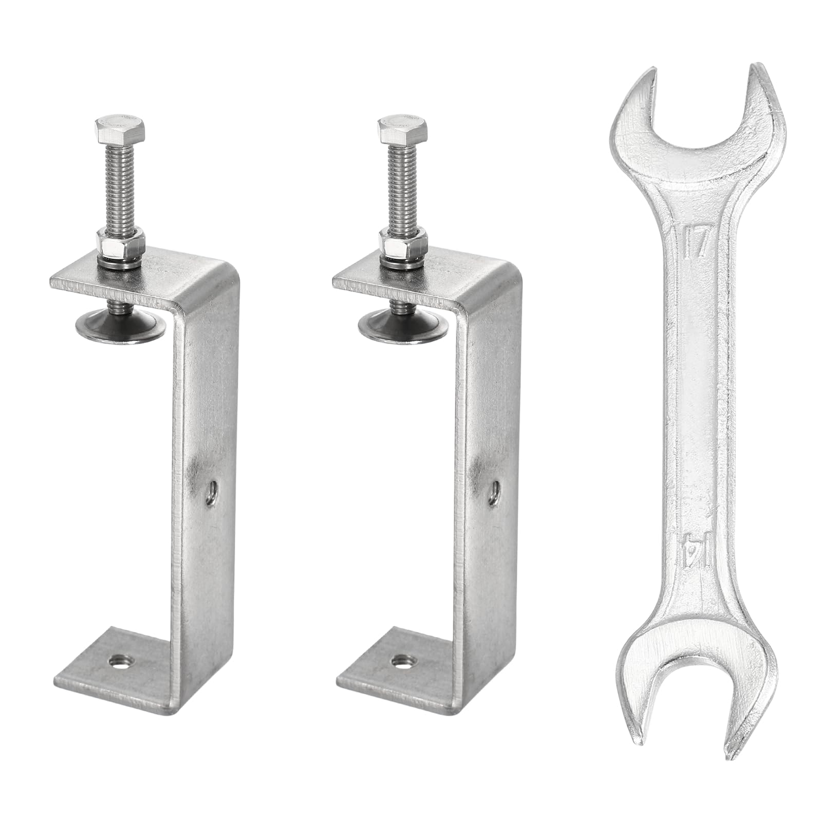sourcing map 2PCS 304 Stainless Steel C Clamps Mini 4-3/4" (120mm) Wide Jaw Opening Small Galvanized U Clamp for Woodworking Welding Building Household Mounting