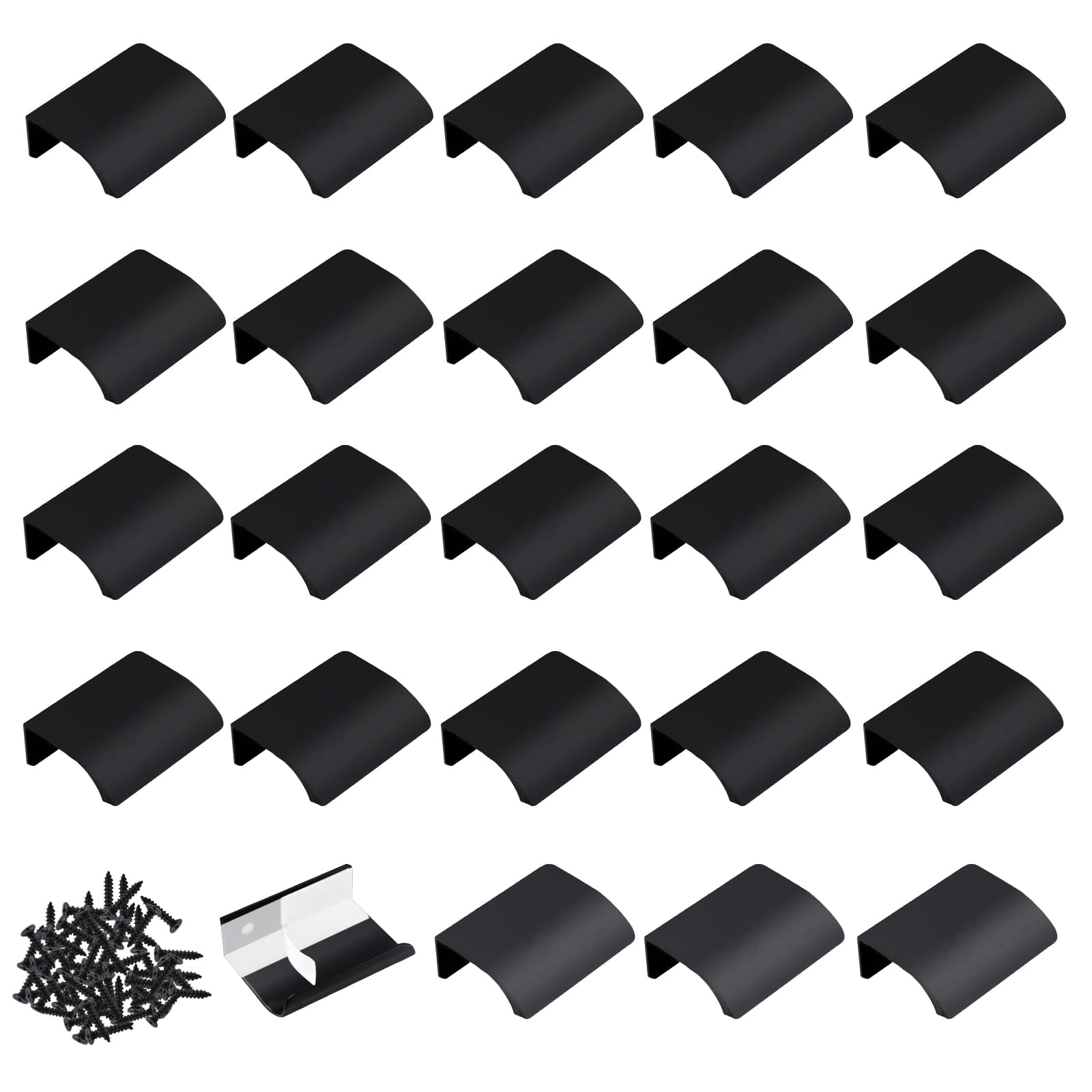 MOROBOR Black Mini Finger Edge Pull, 40pcs Concealed Handle Radian Edges Aluminum Alloy Invisible Modern Style Drawer Handle Knobs for Cabinet Wardrobe Hardware Drawer/50mm — image 1