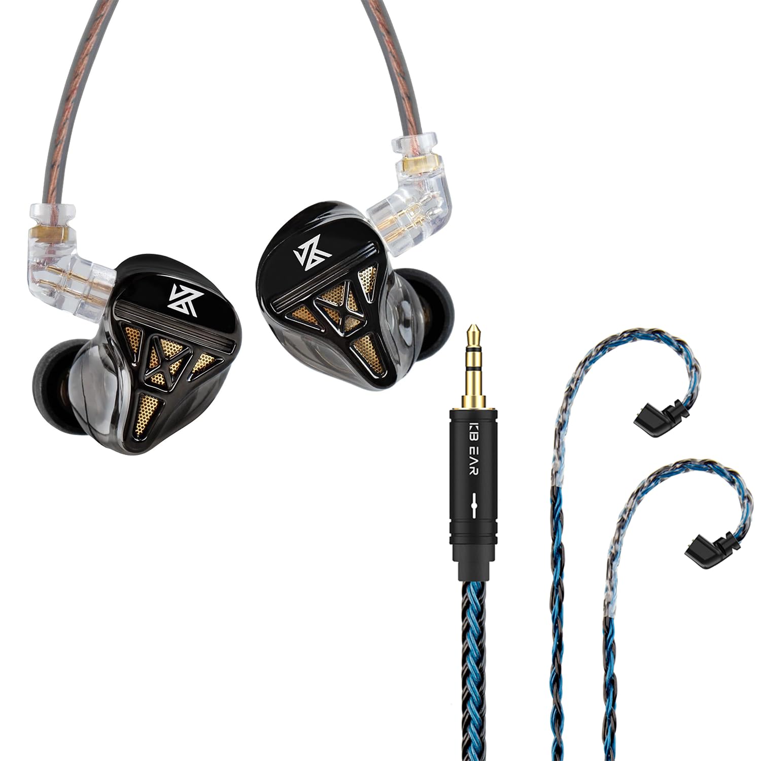 keephifiBundle for KBEAR 2Pin-C Earbuds Cable & KZ DQS Black Mic