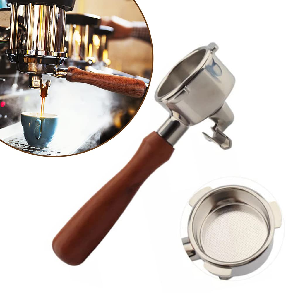 SPORTARC Mango para cafetera de doble caño de 51 mm, mango de grupo, portafiltro de 3 orejas, madera maciza, cesta de 51 mm