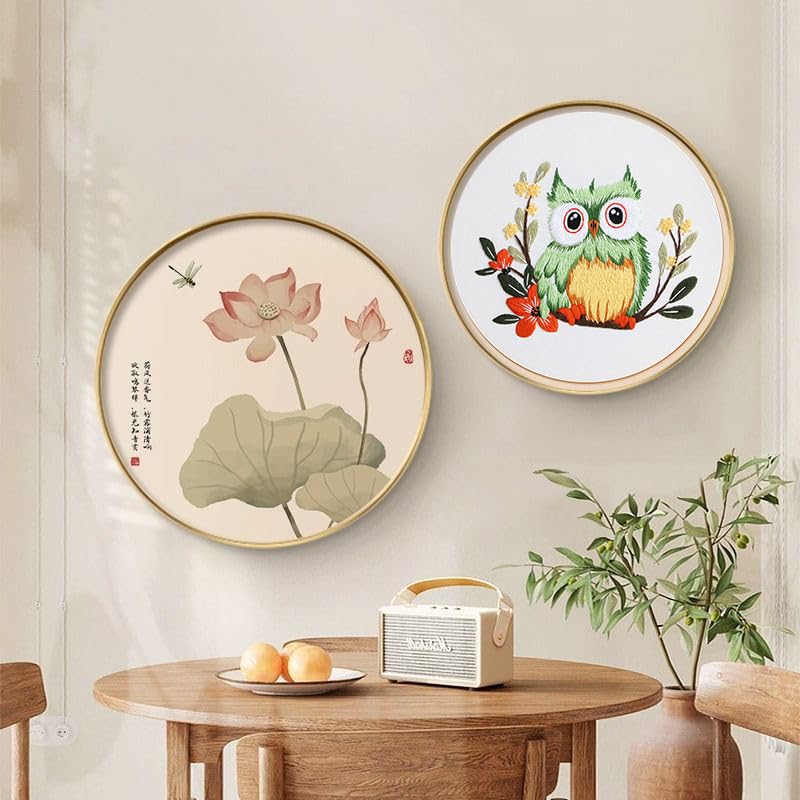 Image of Konrisa Owl Embroidery Kit for Beginners Adult, Embroidery Starter Kit with Cloth Hoops Threads DIY Sewing for Craft Lover Hand Stitch Needlepoint Kits