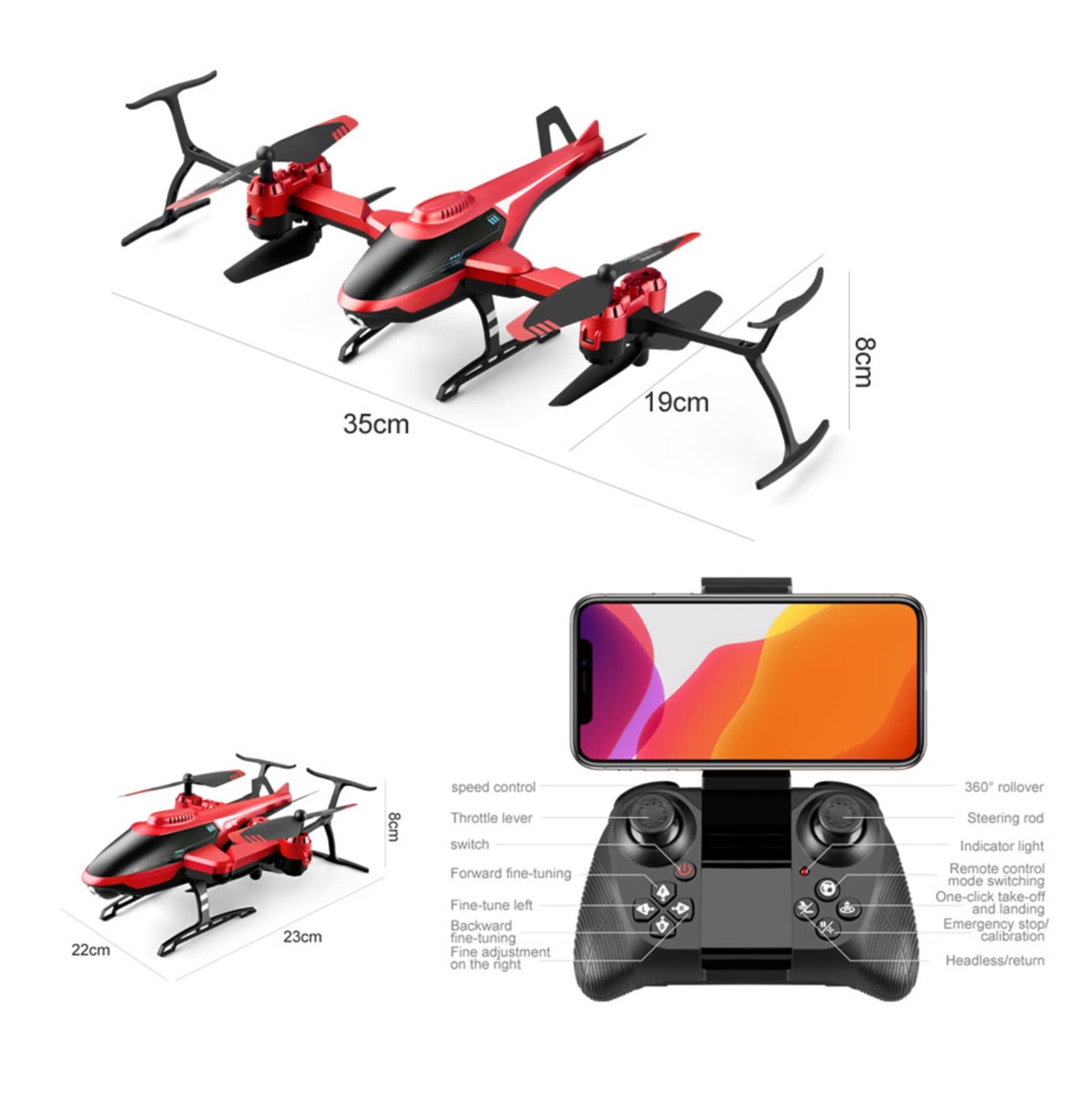 Dron do fotografii lotniczej 4K, dron z kamer膮 HD 4K, dwie baterie, sygna艂 wysokiej cz臋stotliwo艣ci 2,4 GHz, transmisja obrazu Wi-Fi HD