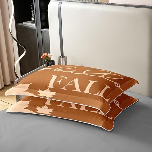 Miniatura 6 de jejeloiu Juego de funda de edredón de otoño 100% algodón, tamaño King, para niños y niñas, juego de ropa de cama de hojas de arce de otoño para
