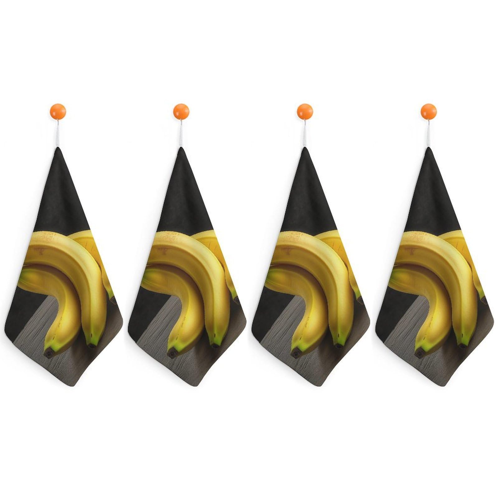 QMNLKH Yellow Banana Hand Towels for Kitchen, Quick Dry Hanging Hand Towels with Loops, Absorbent Hand Towel for Bathroom, Square Soft Microfiber Towels for Gym, 11.8inch 4PCS