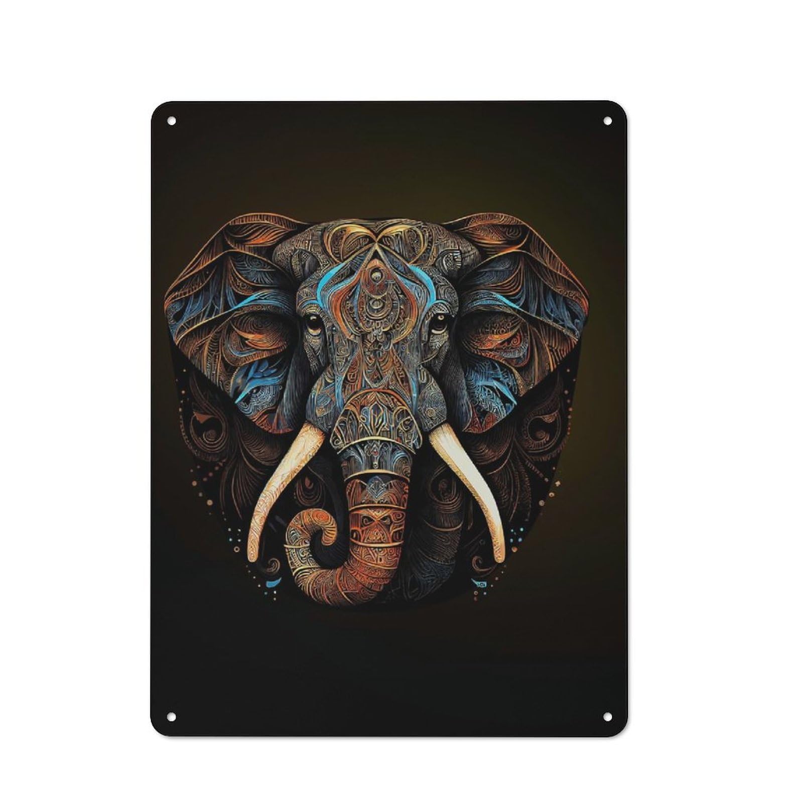 Junmoney Style Abstract Elephant Industrial- Tin Sign 40X30cm For Garage Or Workshop, For Garage, Workshop And Man Cave Decoration