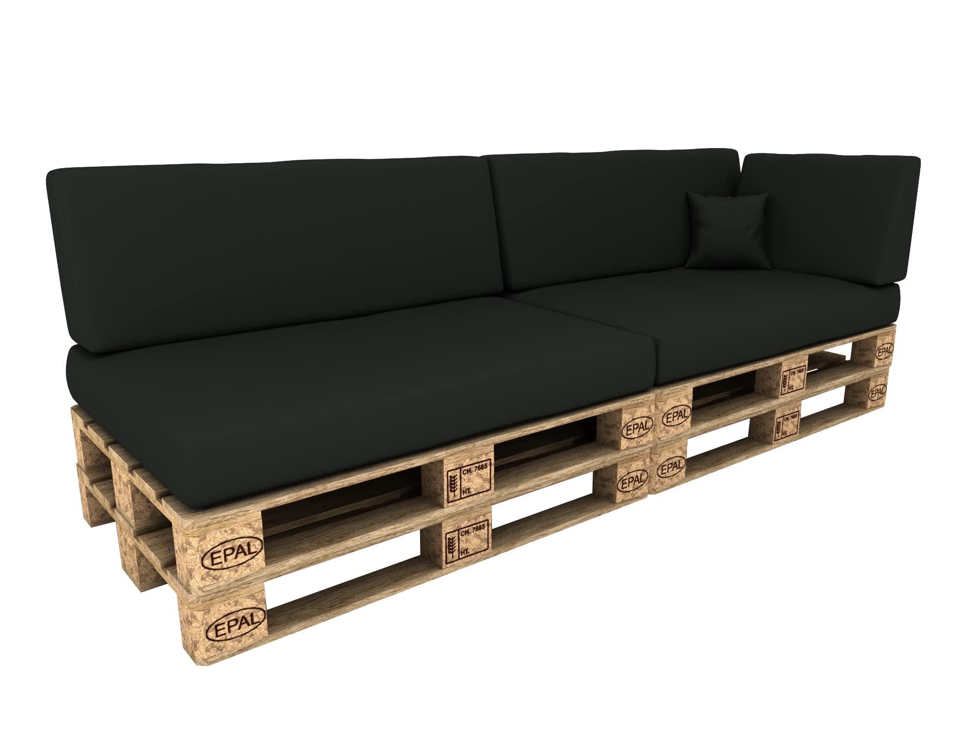POKAR Euro Pallet Seating Set of 2: 1x seat cushion 120x80cm + 1x back cushion 120x40cm, cold foam, removable covers, Home Garden Furniture DIY, indoor outdoor pillow, without pallets, Beige — view 59