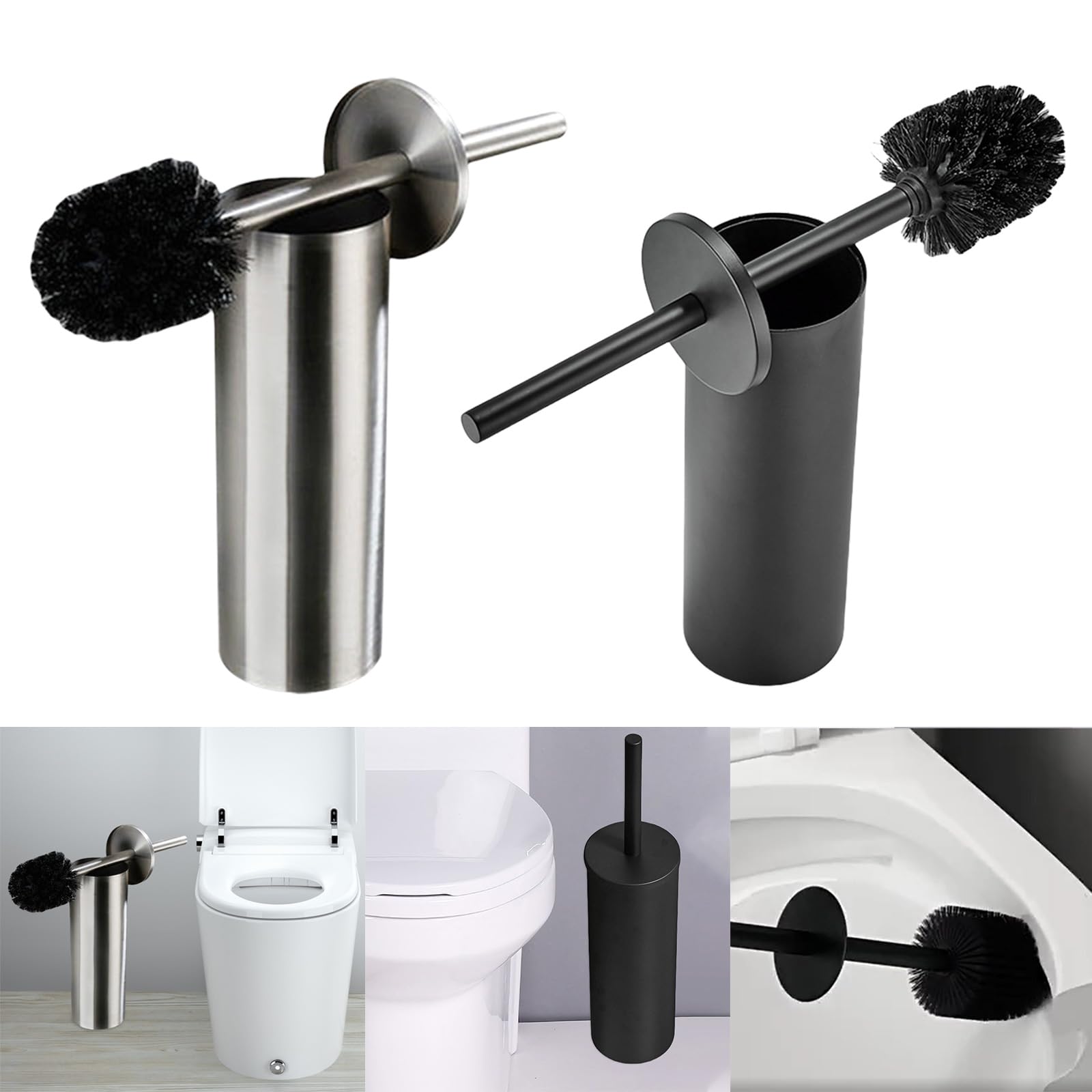 Cepillo de inodoro resistente con cerdas suaves, mango de silicona, diseño eficiente de soporte de suelo para una fácil limpieza del baño, herramienta de limpieza de inodoro duradera