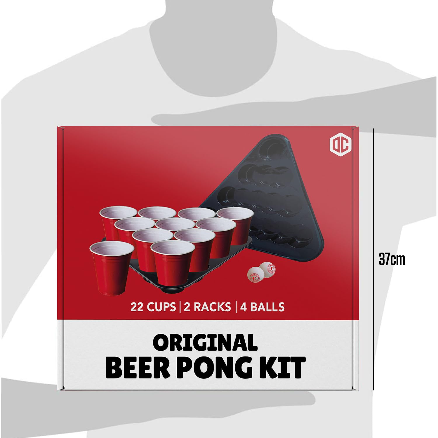Originale Birra Pong Kit Ufficiale® | Confezione Completa di Birra Pong Ufficiale | 22 Coppe Rosso | 2 Pitch Rack | 4 Palle | Regole Ufficiali | Gioco di Bere | OriginalCup®