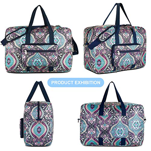 Travel Foldable Waterproof Duffel Bag - Lightweight Carry Storage Luggage Tote Duffel Bag. (Green Floral)
