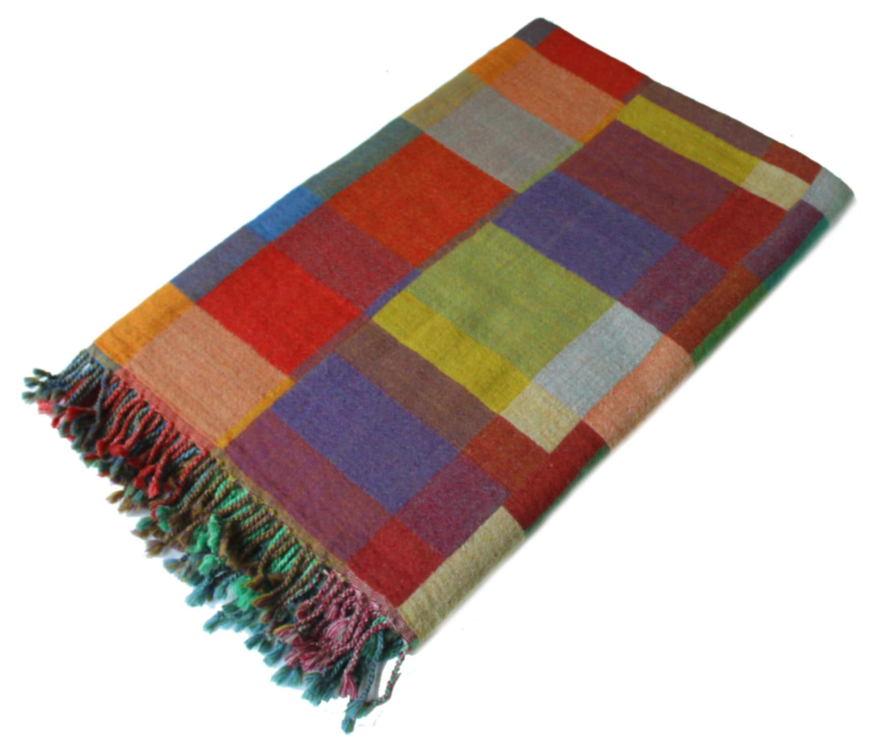 Lorenzo Cana Manta de lana a cuadros, 100% lana, de lana merino, suave, multicolor, verde y azul, 9631522