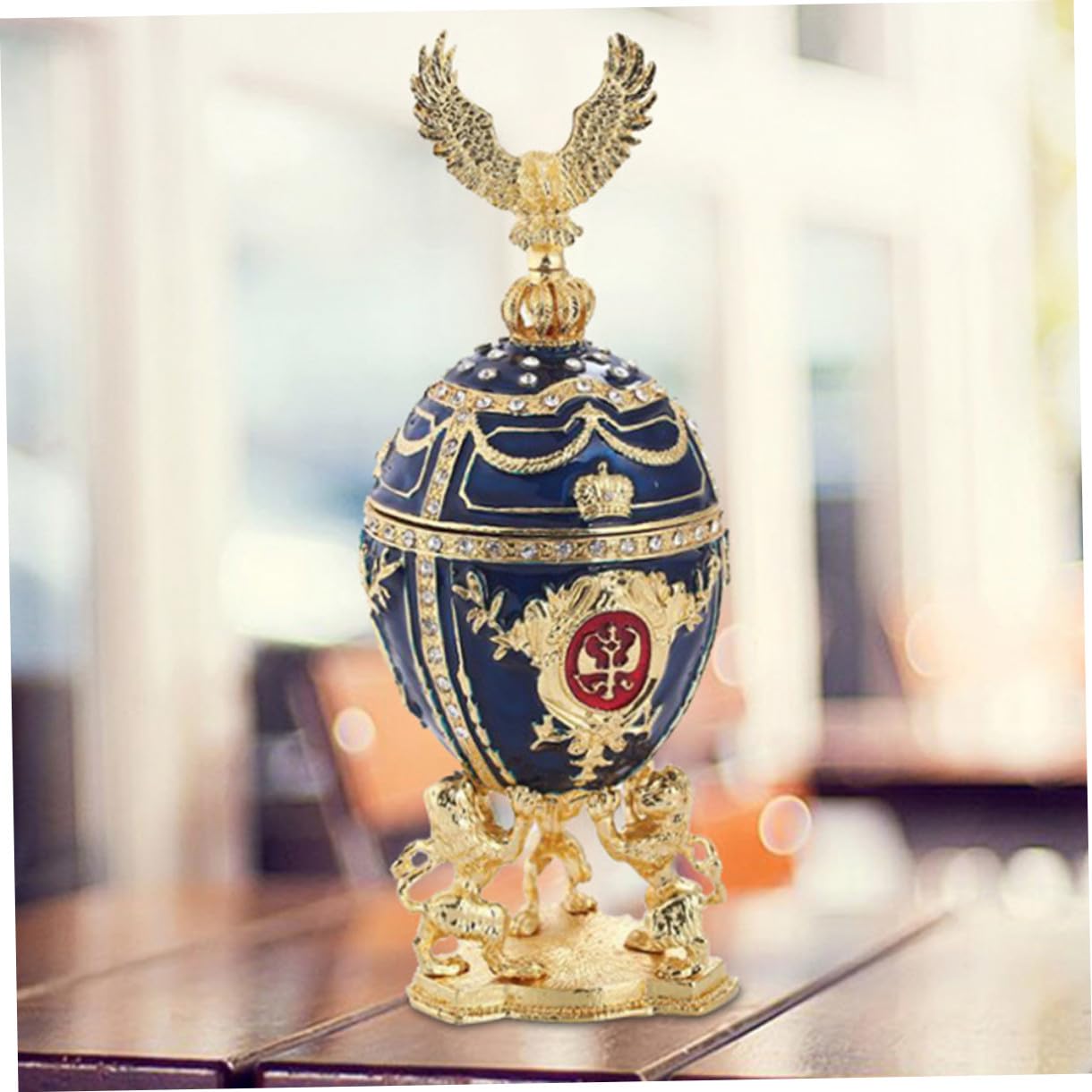 PRETYZOOM Decorazione Uovo di Pasqua in Stile Russo in Lega, Ornamento Creativo per Desktop e Soggiorno, Adorno Elegante e Stiloso la Casa
