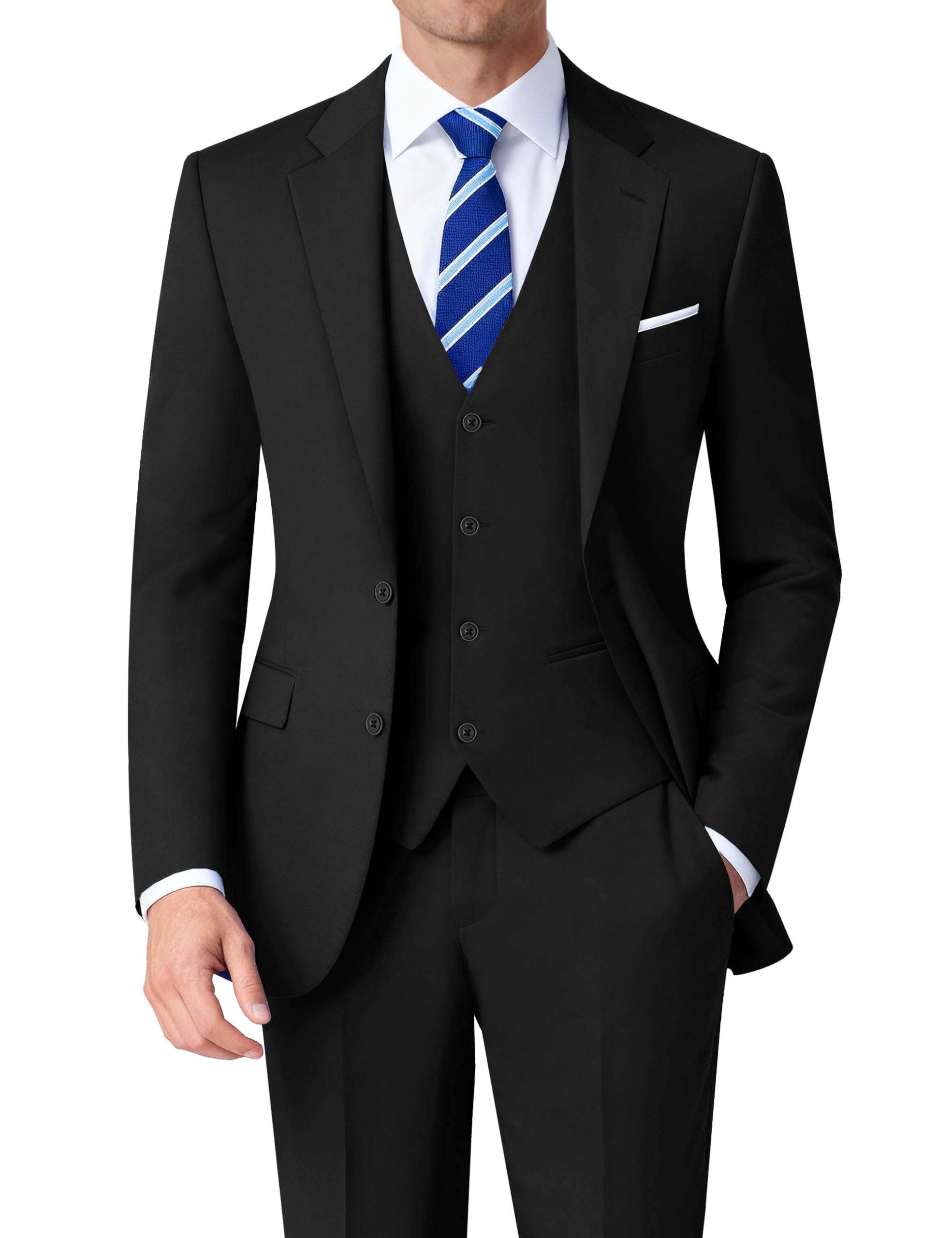 Mens Stretch Suit Slim Fit 3-Piece