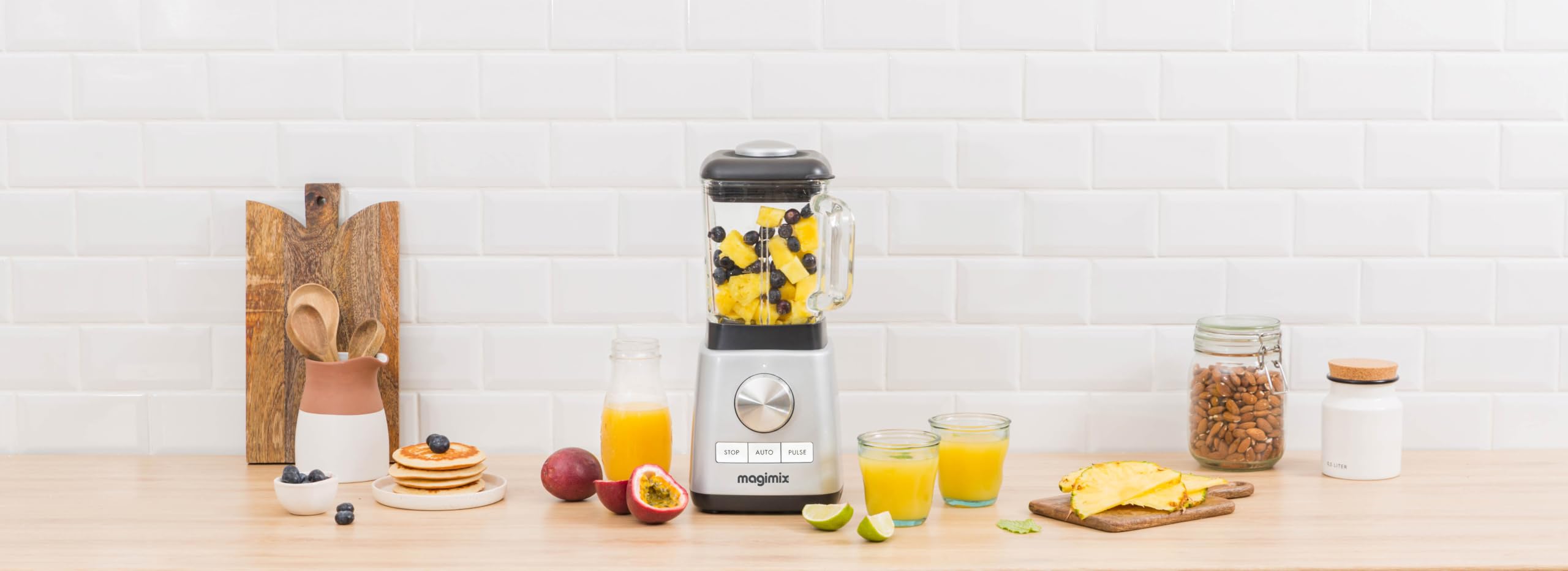 magimix Standmixer 2,8 L - Power 5 XL- Blender 1500W Hochleistungsmotor - 4 Automatikprogramme, Smoothies, Suppen, Crushed Ice & Frozen Desserts, BPA-frei - Chrome matt