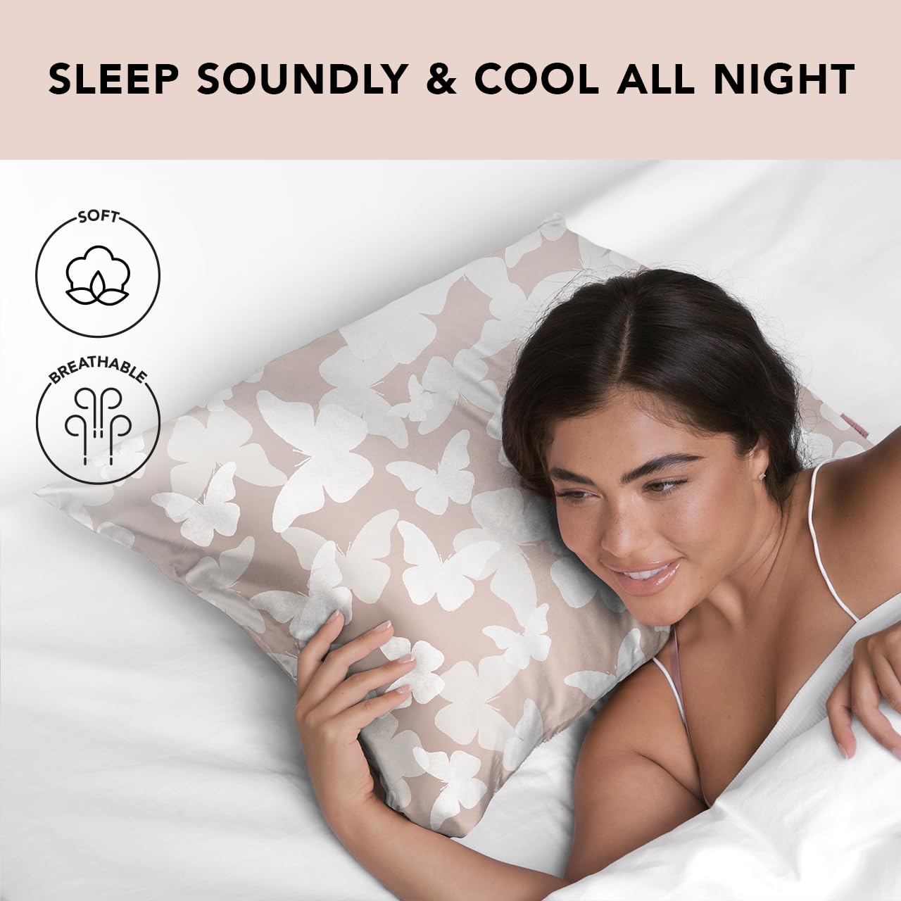 Kitsch Satin Pillowcase (Standard, Champagne Butterfly) & Ice Roller for Face with Discount