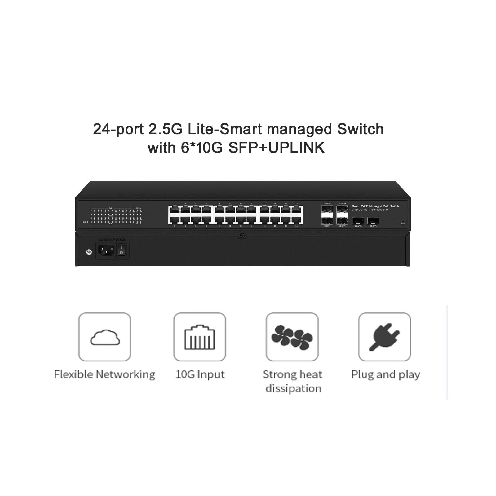 Switch Multi-gigabit gestito a 24 Porte con uplink SFP+ 10G a 6 Porte(Non Poe)