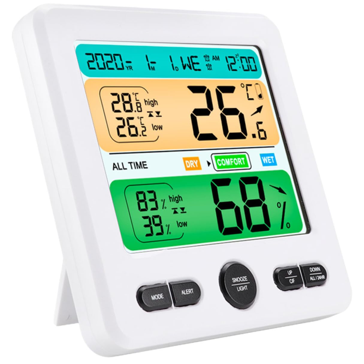 Termometro Digitale da Parete con Igrometro Ampio Display Leggibile Monitor Temperatura e Umidità per Interni per Casa Ufficio e Ambienti Pubblici