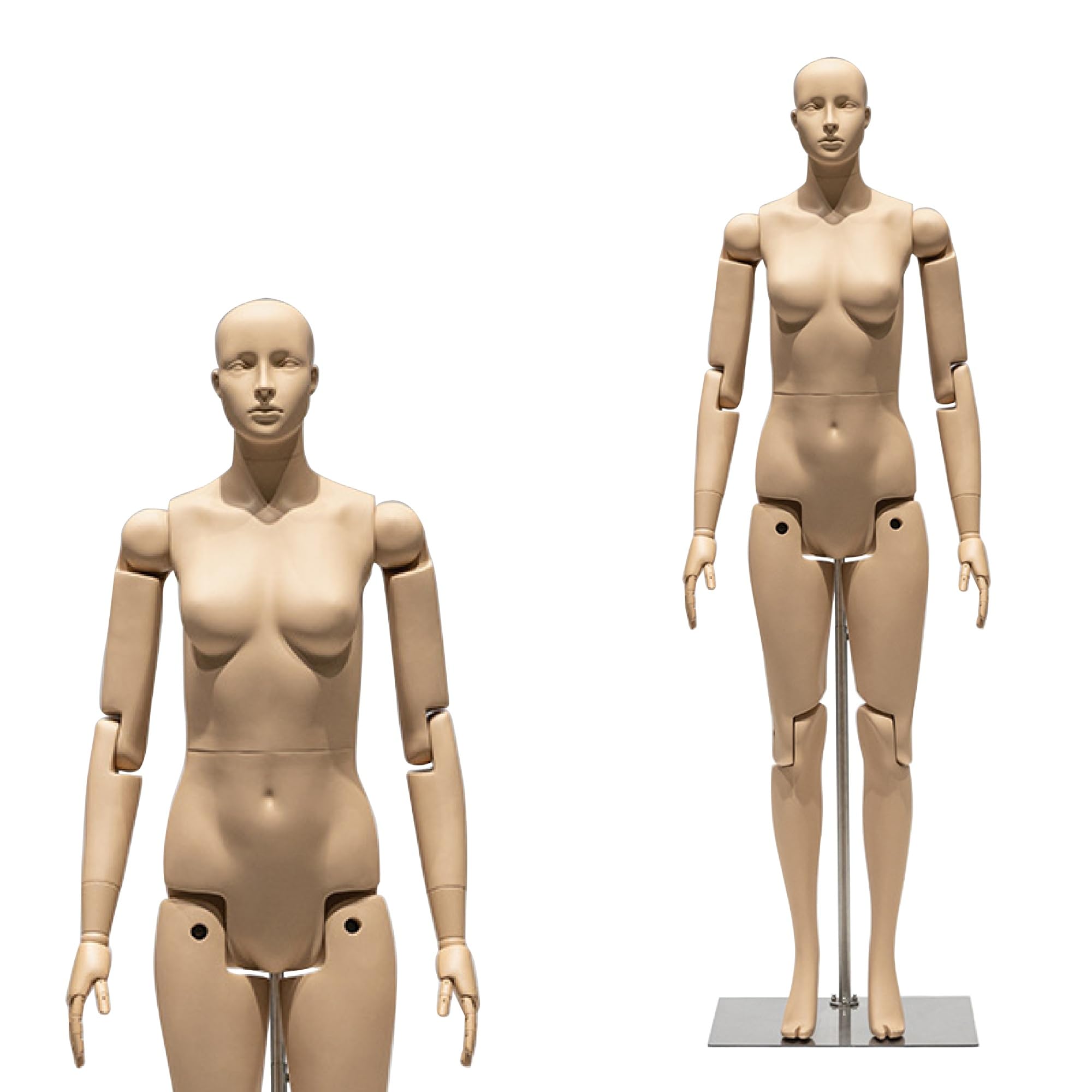 Jxjarnet Full Body Articulated Mannequin, Posable Robot Style Dress Form with Flexible Joints for Sports and Activewear Display(Nude,With Face Adult Female)