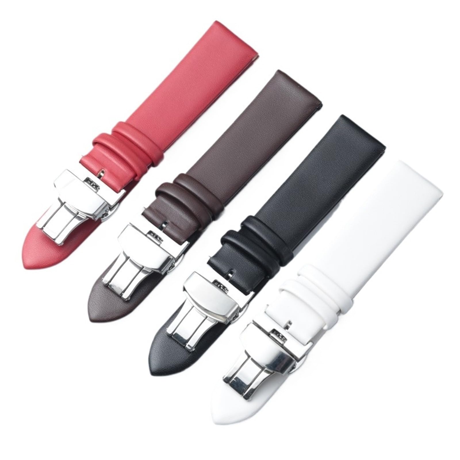 HuanJ Bracelet De Montre En Cuir Véritable, Accessoires, Bracelet Souple Et Fin Avec Boucle Papillon Automatique En Acier Inoxydable