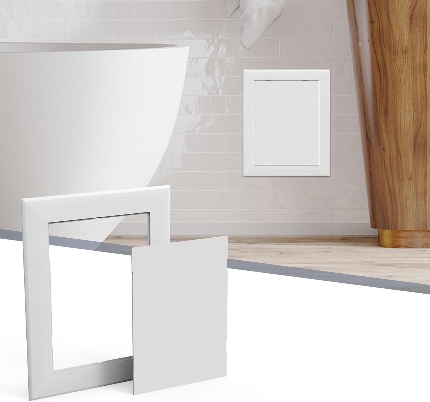 Flamorrow 5x7 Self-Adhesive Drywall Access Panel - Paintable Plastic Wall Hole Cover for Plumbing, Electrical & Ceiling