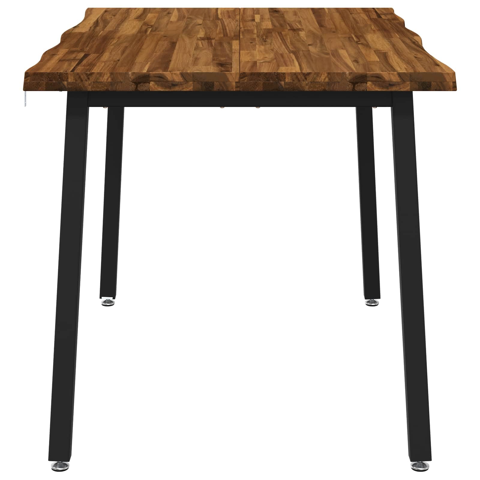 Table à manger en bois d'acacia massif - 110 x 55 x 75 cm - Angle droit avec cadre en acier galvanisé - Grain de bois naturel - Table familiale stable pour salle à manger et salon - Peu
