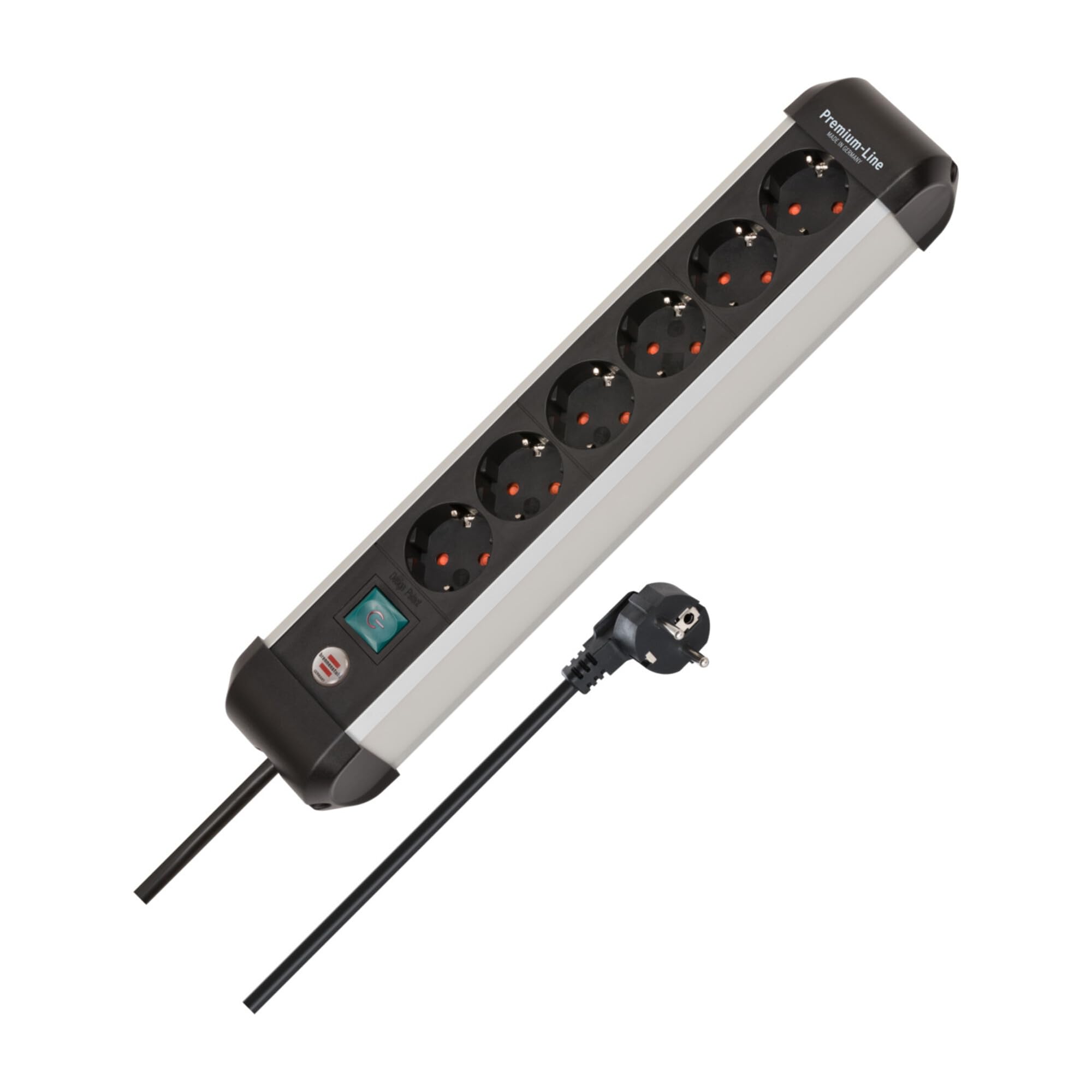 BRENNENSTUHL Premium Alu-Line 6-Way Power Strip/Power Strip Made Aluminium (Multiple Socket with Switch and 3 m Cable, Made in Germany)