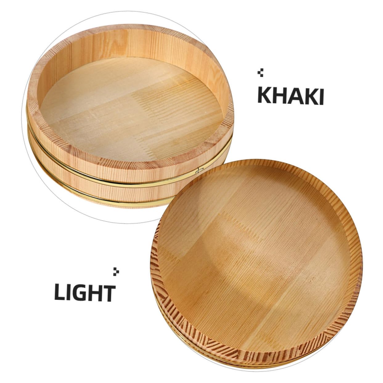 UKCOCO Bol à Riz à Sushi Traditionnel avec Bord Doré Grand Format pour Préparation et Service Plateau Polyvalent pour Familles et Restaurants