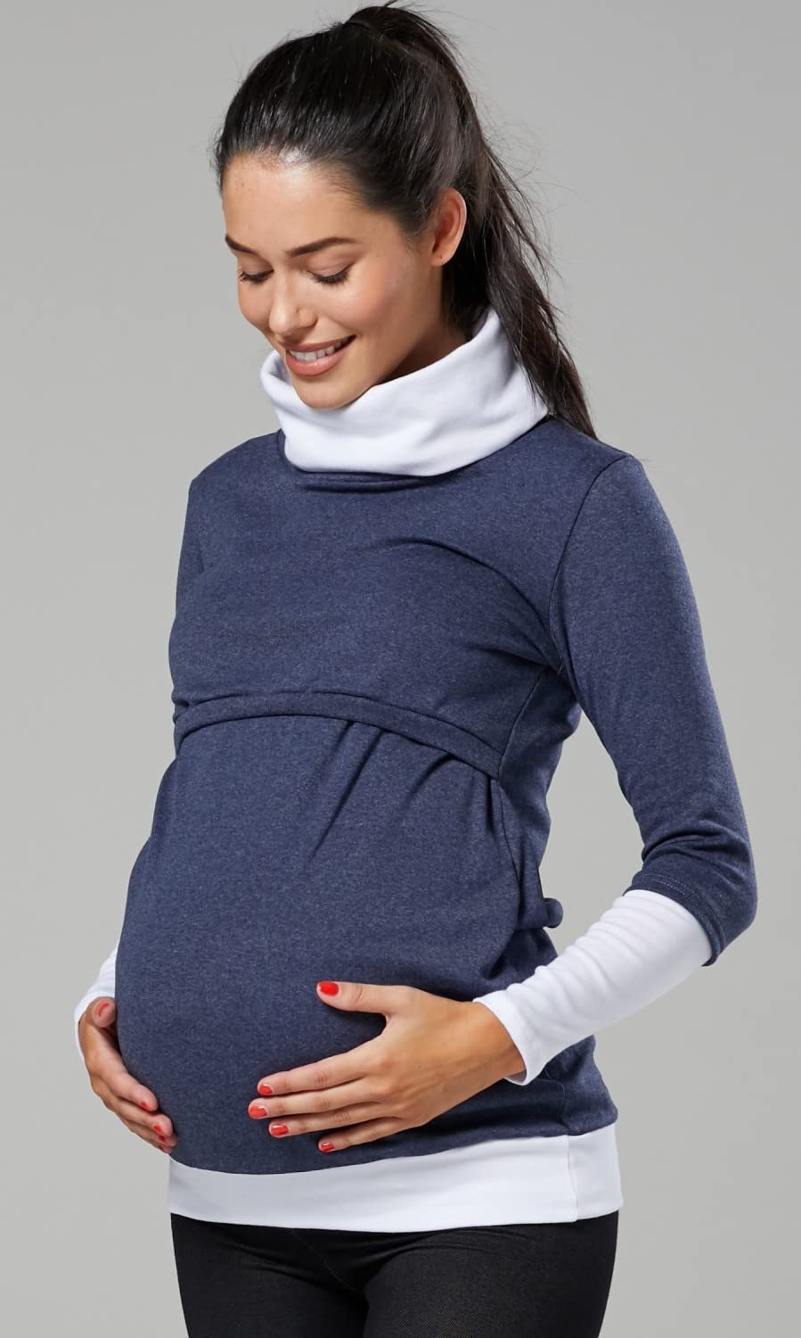 Zeta Ville Donna Felpa Premaman Allattamento Cotone Top 348