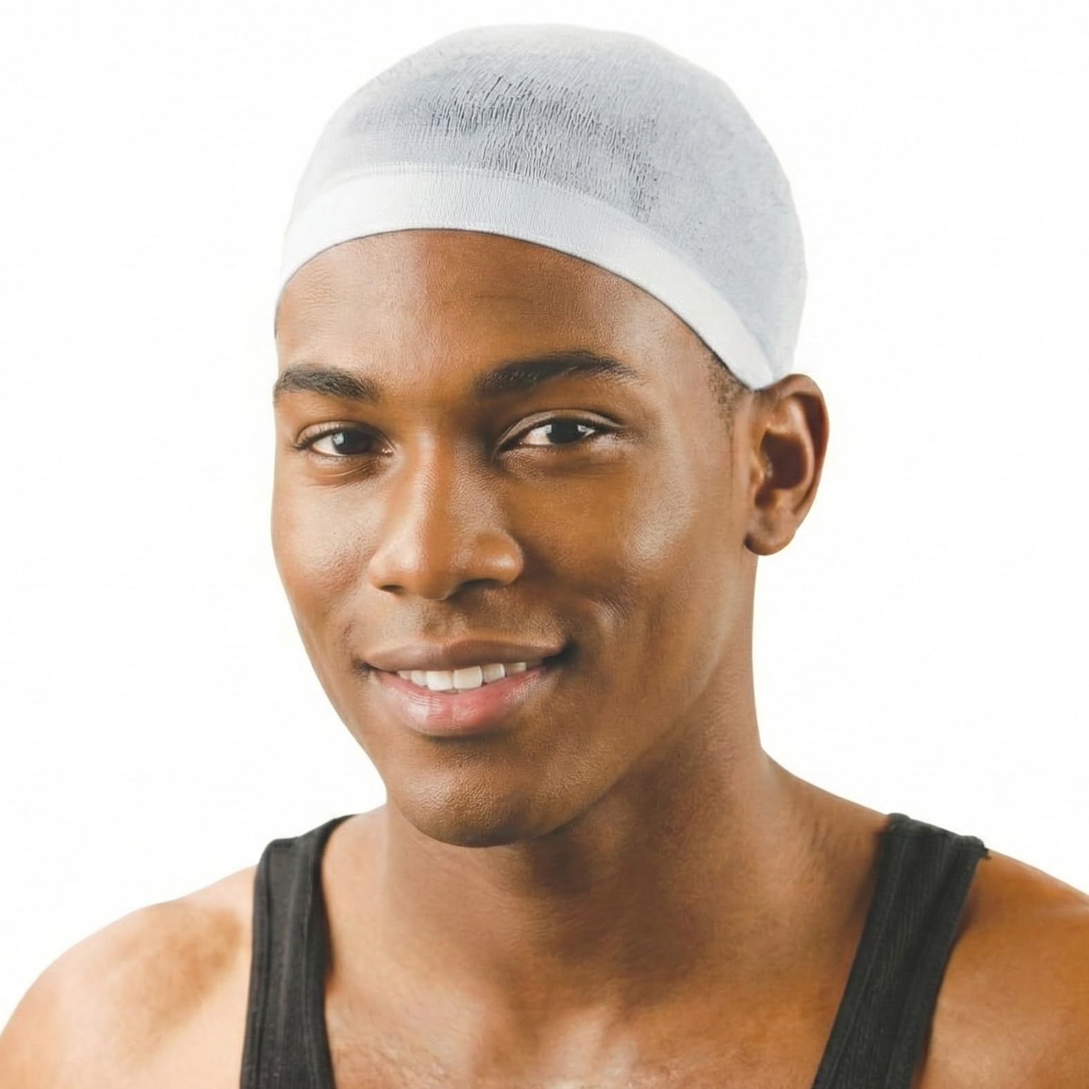 Titan Ultra-Stretch Stocking Wave Cap for Men, 2-Pack White Nylon Cap for Waves, Breathable Comfort Fit, Secure Hold for Daily Grooming & Styling