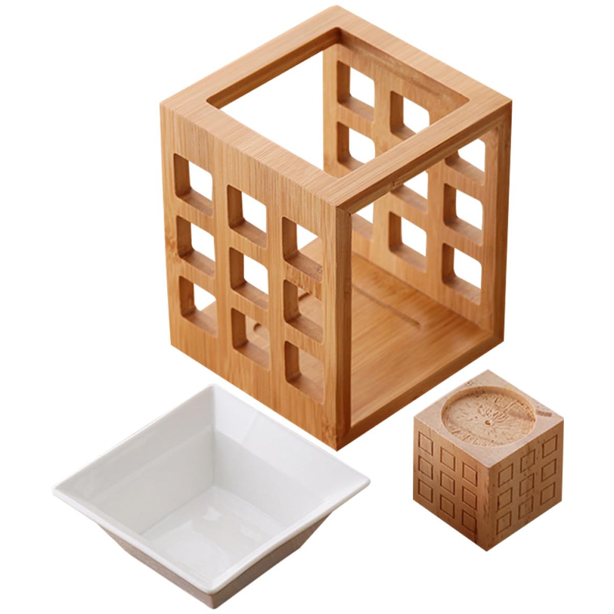 Zerodeko Quemador de Cera de Aromaterapia Calentador de Esencial de Madera y Cerámica 150ml para Sala de Yoga y