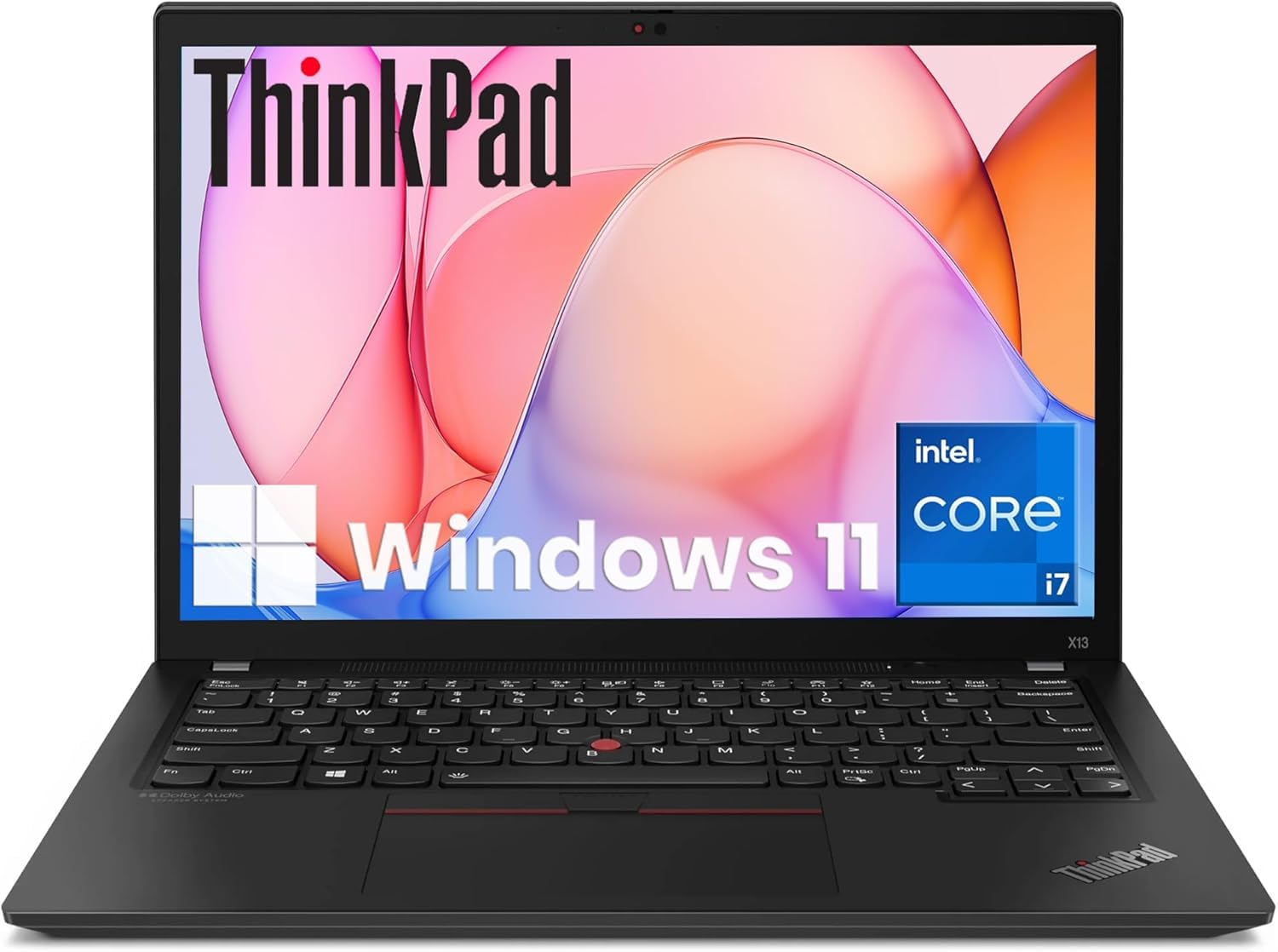 Lenovo Thinkpad X13 Ordinateur portable professionnel, ordinateur 13,3", Intel Core i7-10510U, SSD 256 Go, RAM 8 Go, clavier Qwerty américain, Windows 11 Pro (renouvelé)