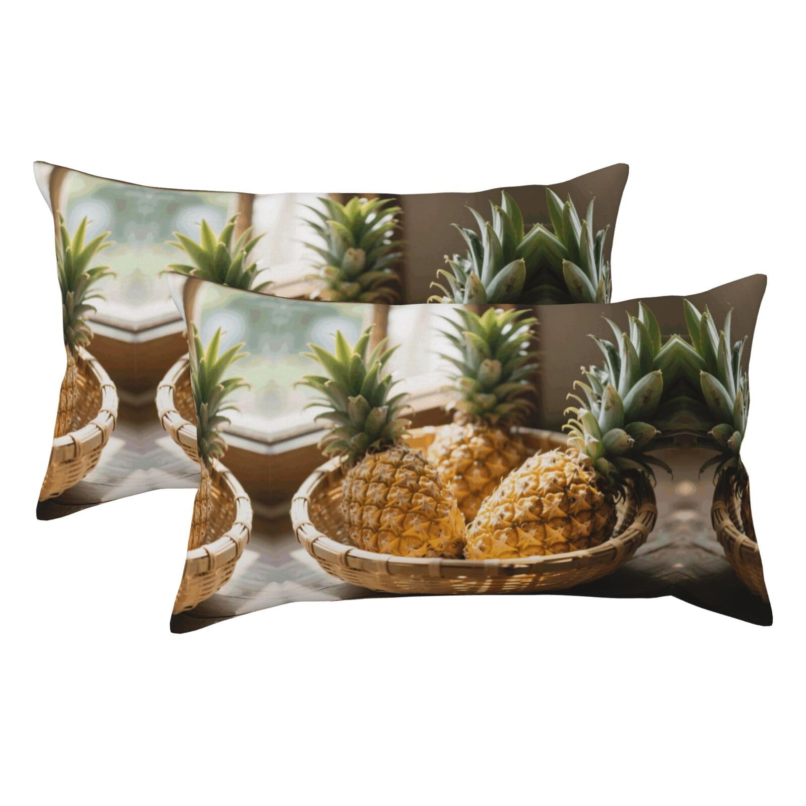 Pineapples Luxury King Pillowcases Set of 2, Plush Velvet Feel Pillow Covers with Hidden Zipper, Skin & Hair Friendly, 20x36 Inches Pillow Cases for Sleeping Gift
