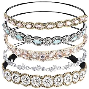 Zoylink Strass haarband, elastisch, voor dames, 5 stuks