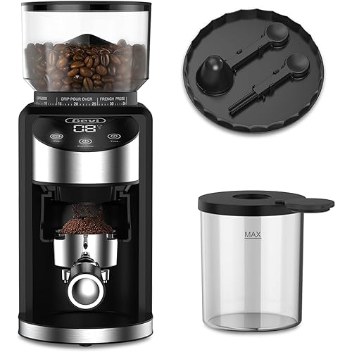 Gevi Burr Coffee Grinder, Adjustable Burr Mill with 35 Precise Grind Settings, Electric Coffee Grinder for Espresso/Drip/Percolator/French Press/American/Turkish Coffee Makers, 120V/200W, Black